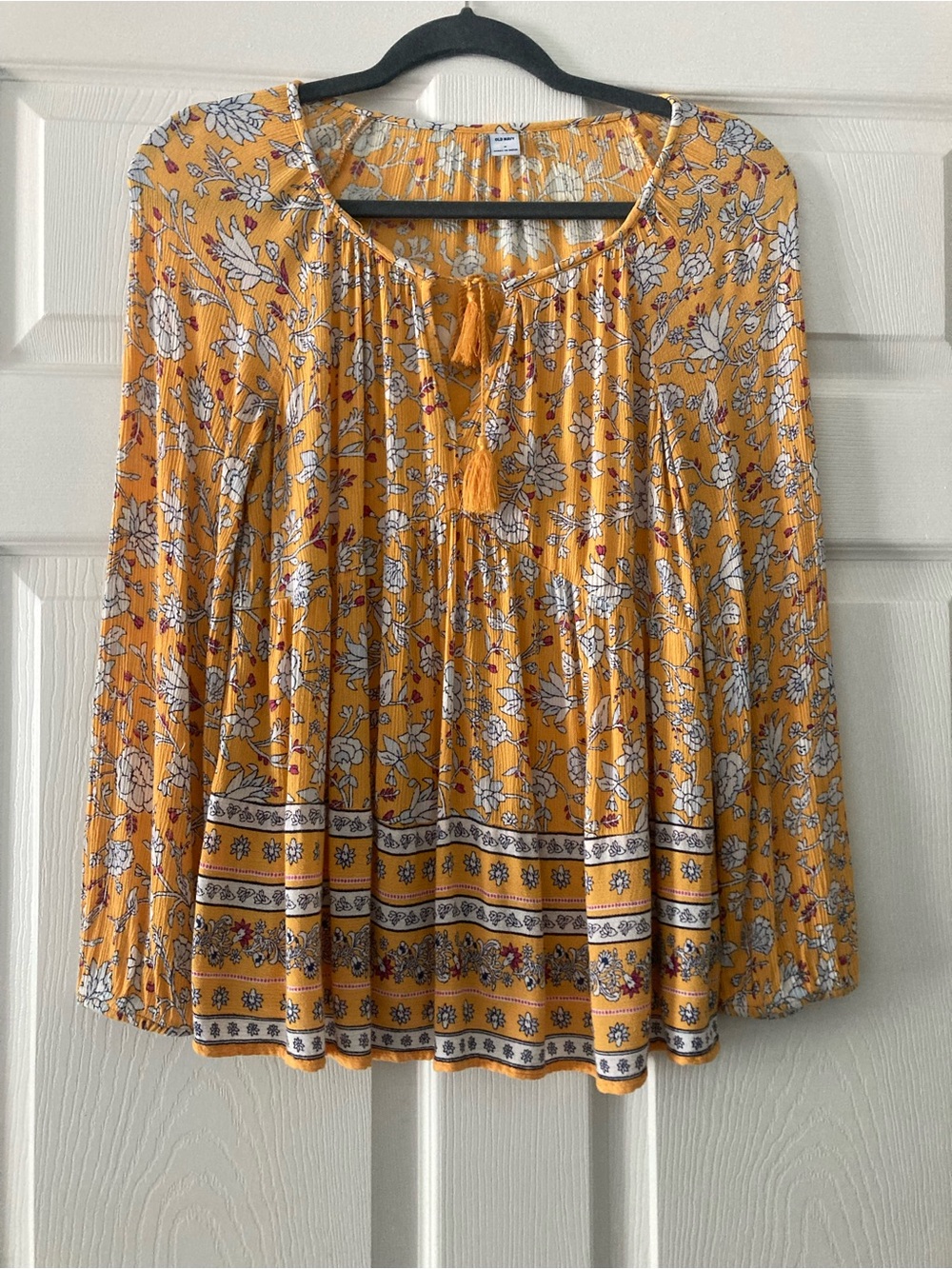 Old Navy Yellow Floral Tassel Peasant Tunic